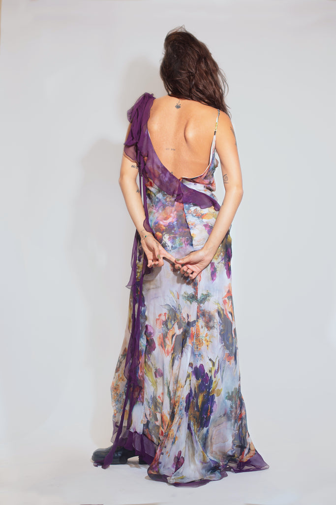 Yvonne Ruffle Dress - Watercolor Arcadia