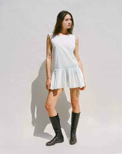 Cloud Mini Dress - White Cotton Voile