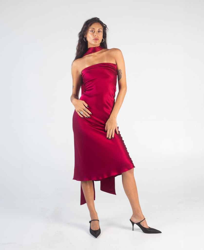 Classic Evening Midi Tube - Burgundy