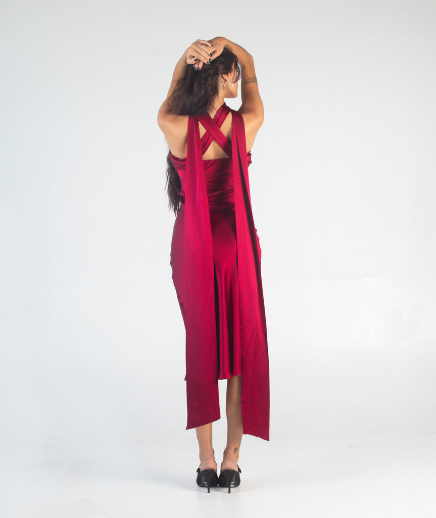 Classic Evening Midi Tube - Burgundy