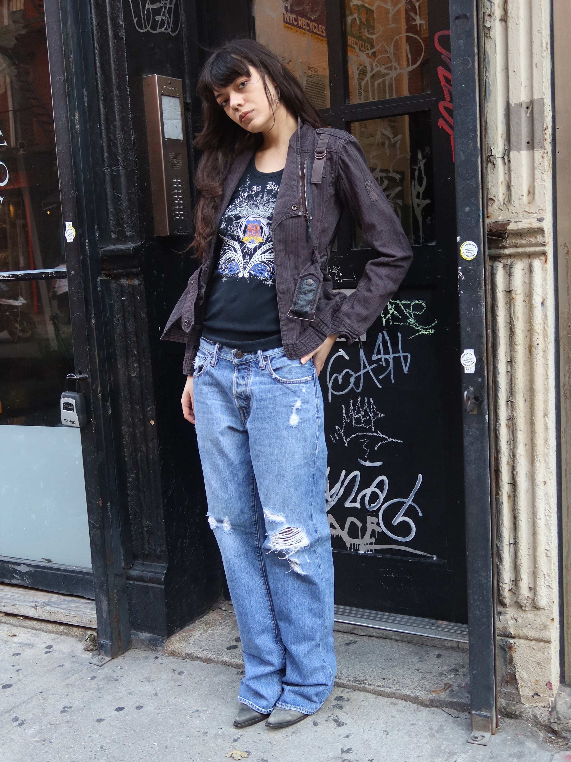 Vintage Worn Black Militant Jacket