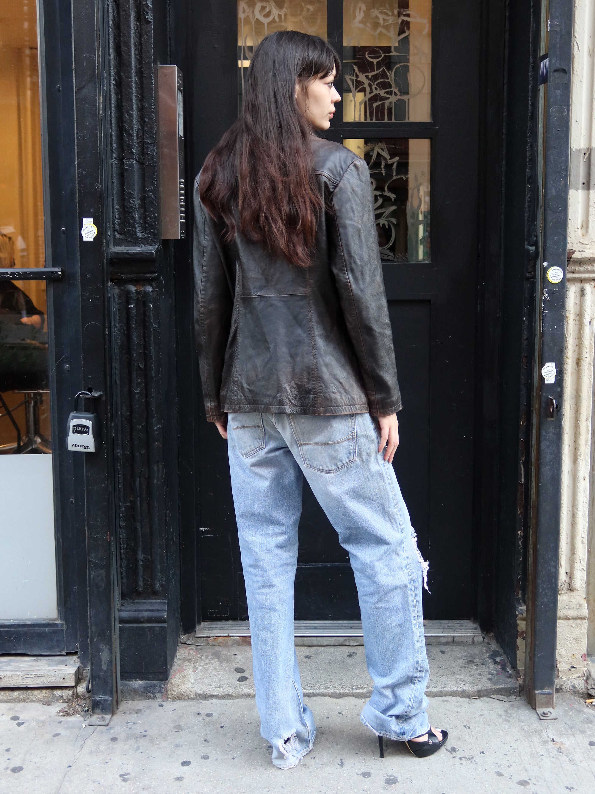 Vintage Worn Brown Leather Jacket