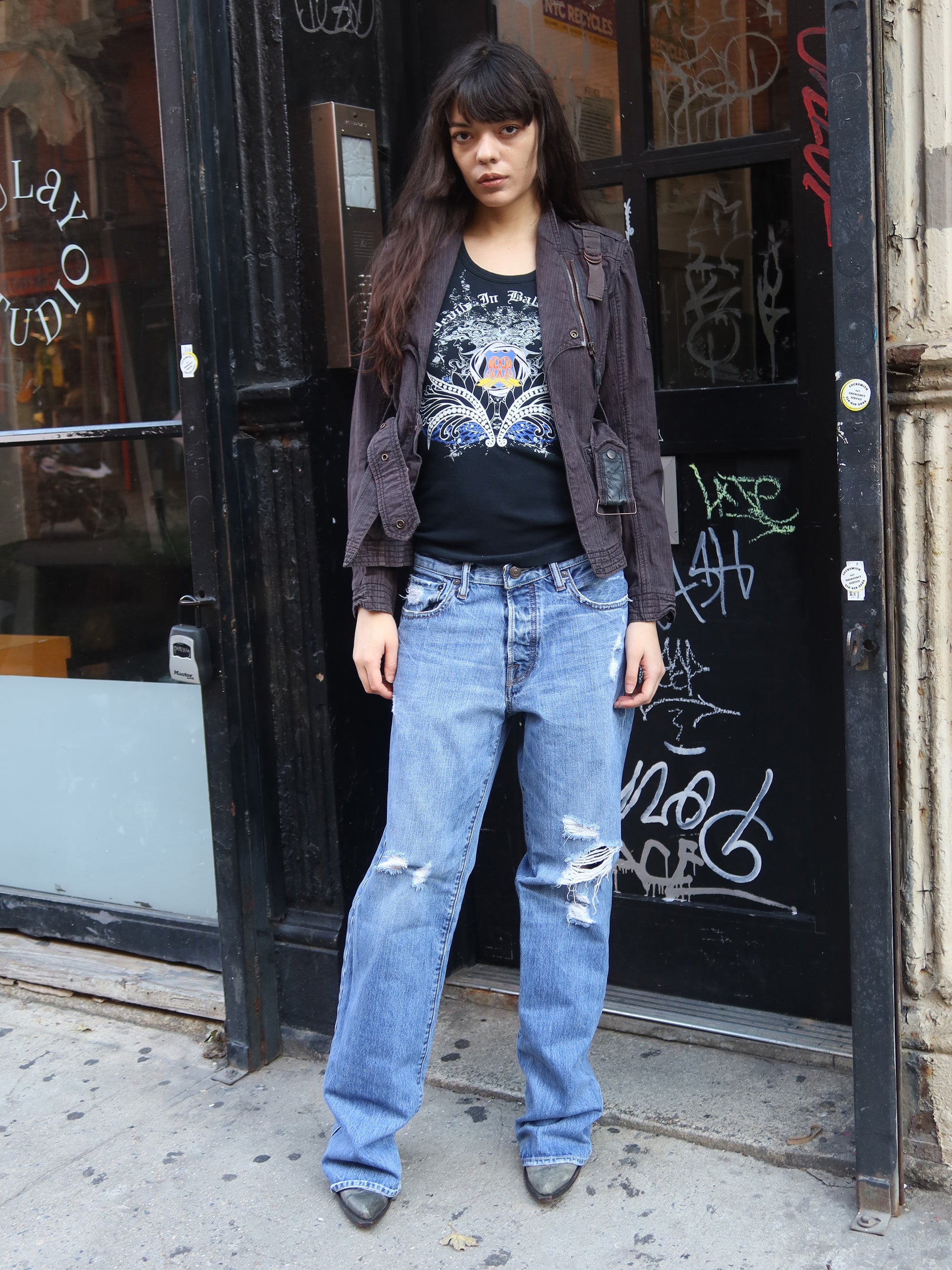 Vintage Worn Black Militant Jacket