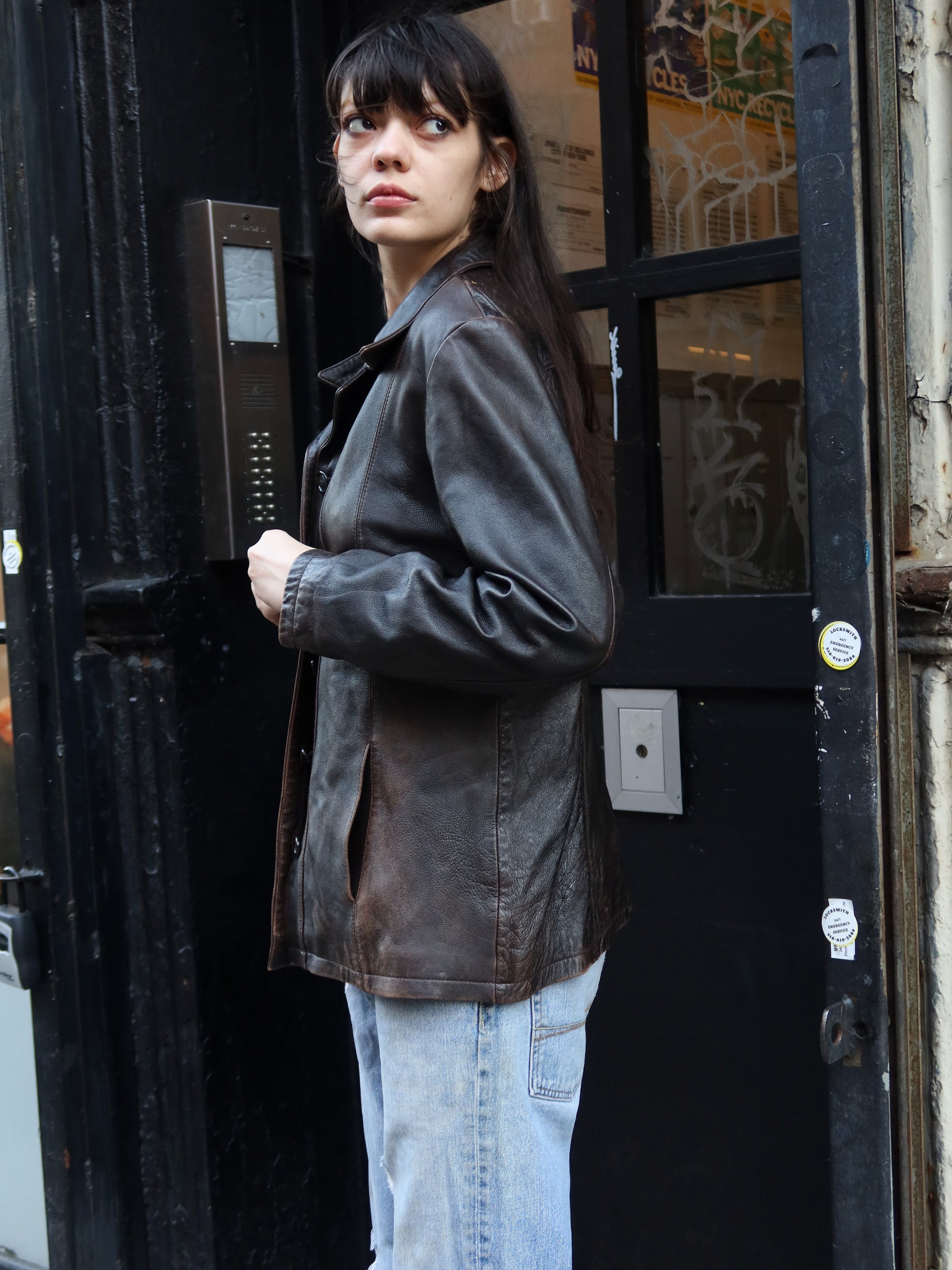 Vintage Worn Brown Leather Jacket