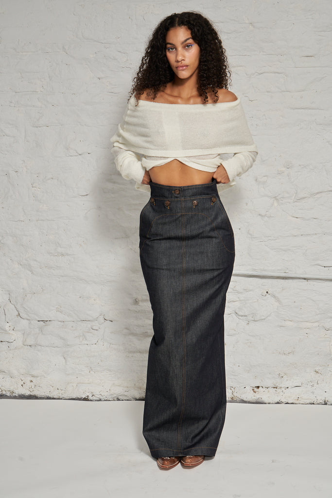 College Sailor Top  High Waist Slim ALine Skirt  Belchic