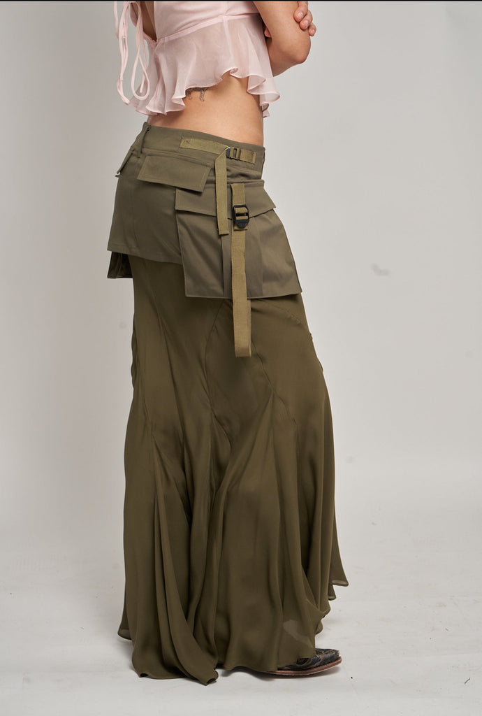 Mermaid Cargo Skirt - Army Green