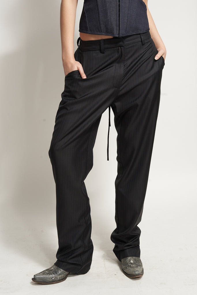 Men's Suit Pants - Black Pinstripe