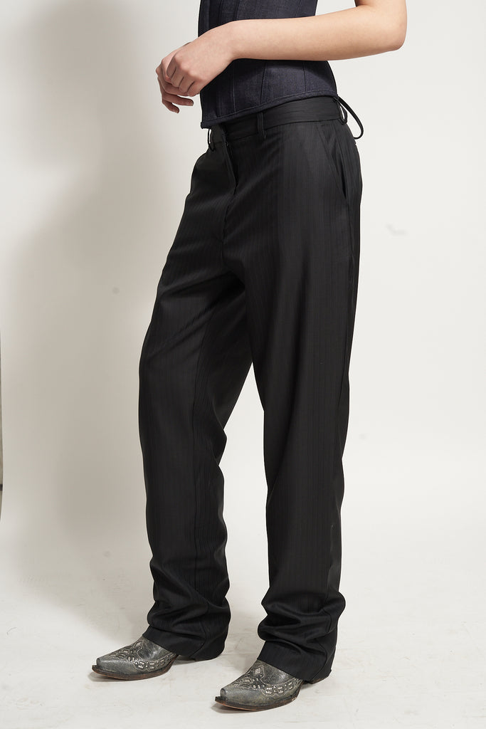 Men's Suit Pants - Black Pinstripe