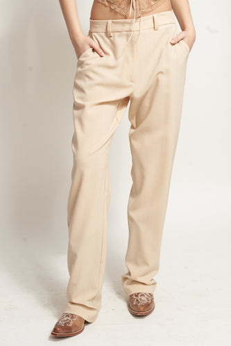 Men's Suit Pants - Beige Pinstripe