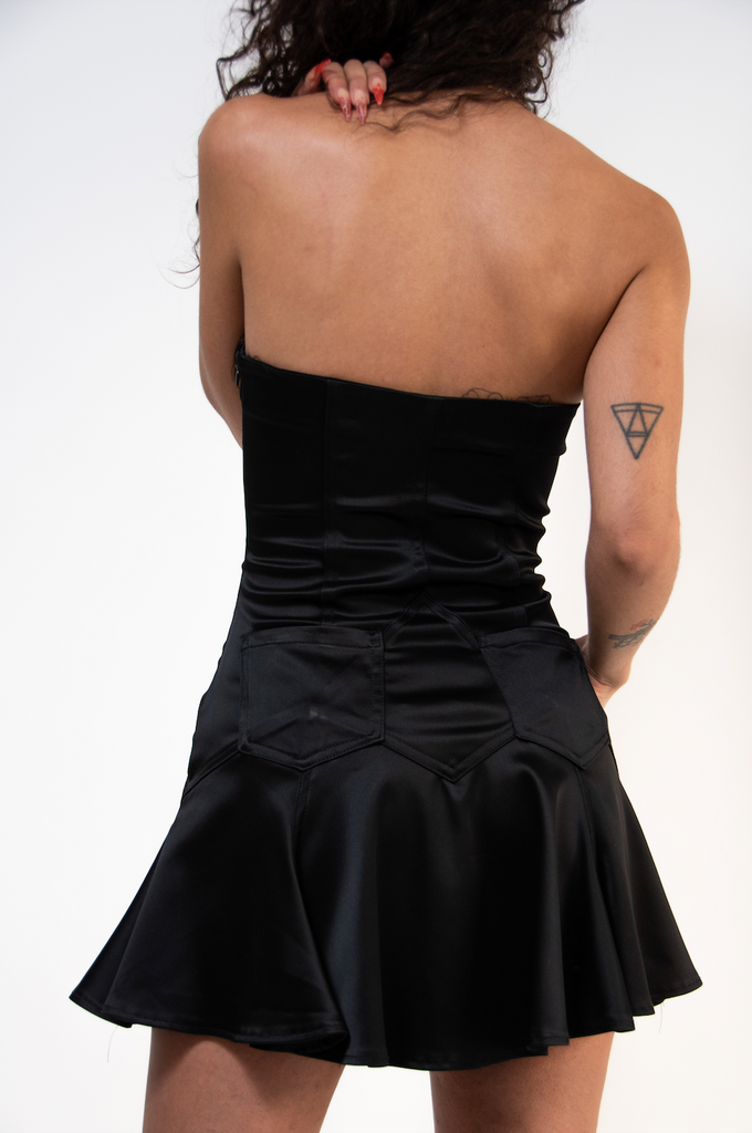 Ruby Lee Mini Dress - Black Silk